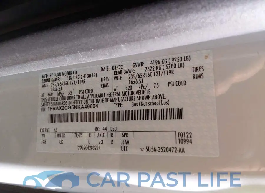 1FBAX2CG5NKA49604# 9