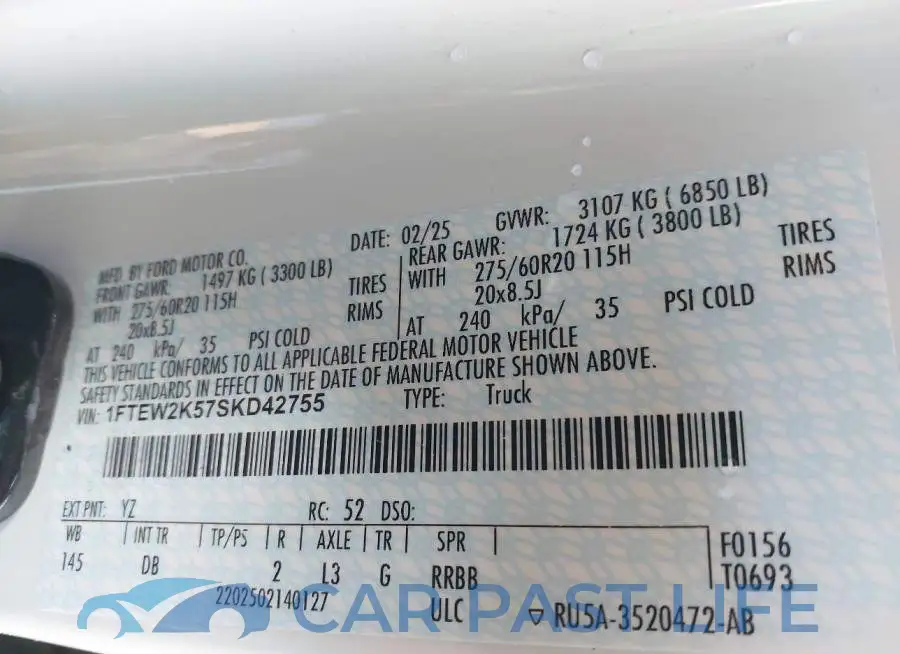 1FTEW2K57SKD42755# 9