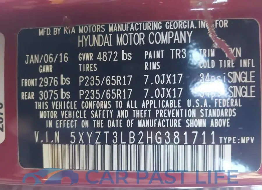 5XYZT3LB2HG381711# 9