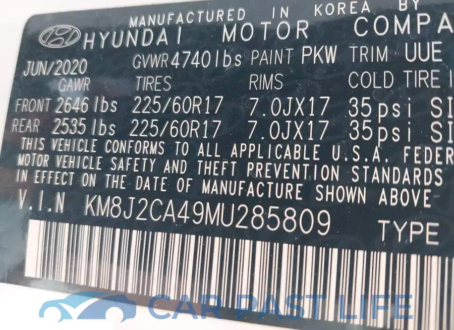 KM8J2CA49MU285809# 9