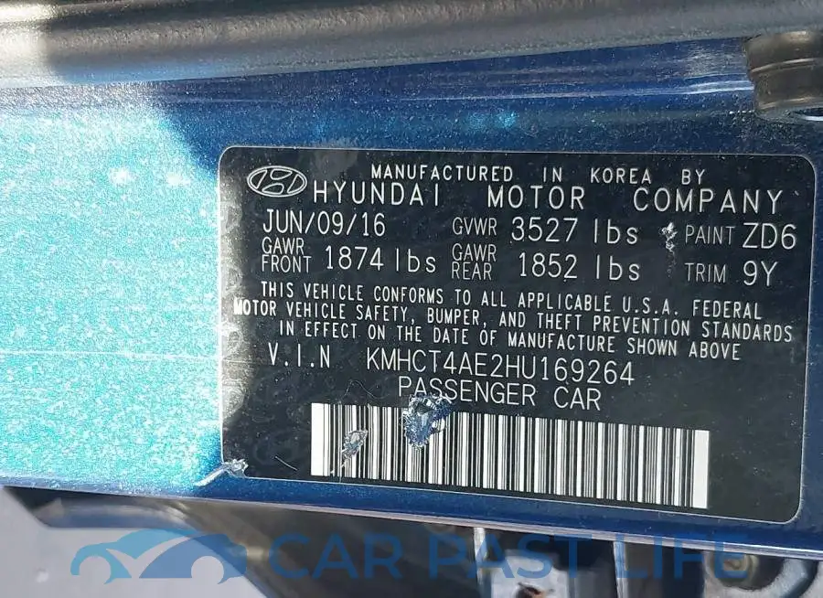 KMHCT4AE2HU169264# 9