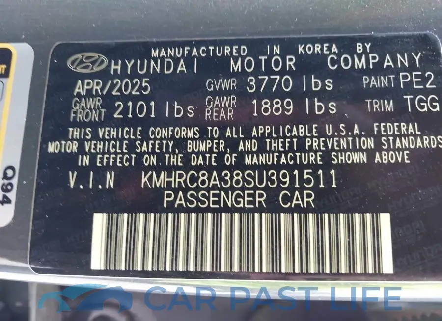 KMHRC8A38SU391511# 9