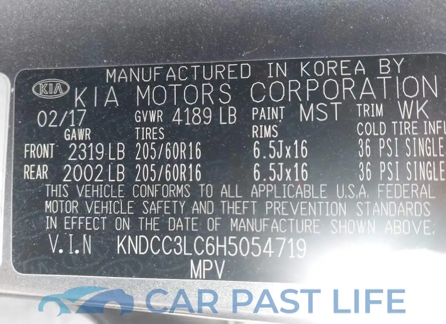 KNDCC3LC6H5054719# 9