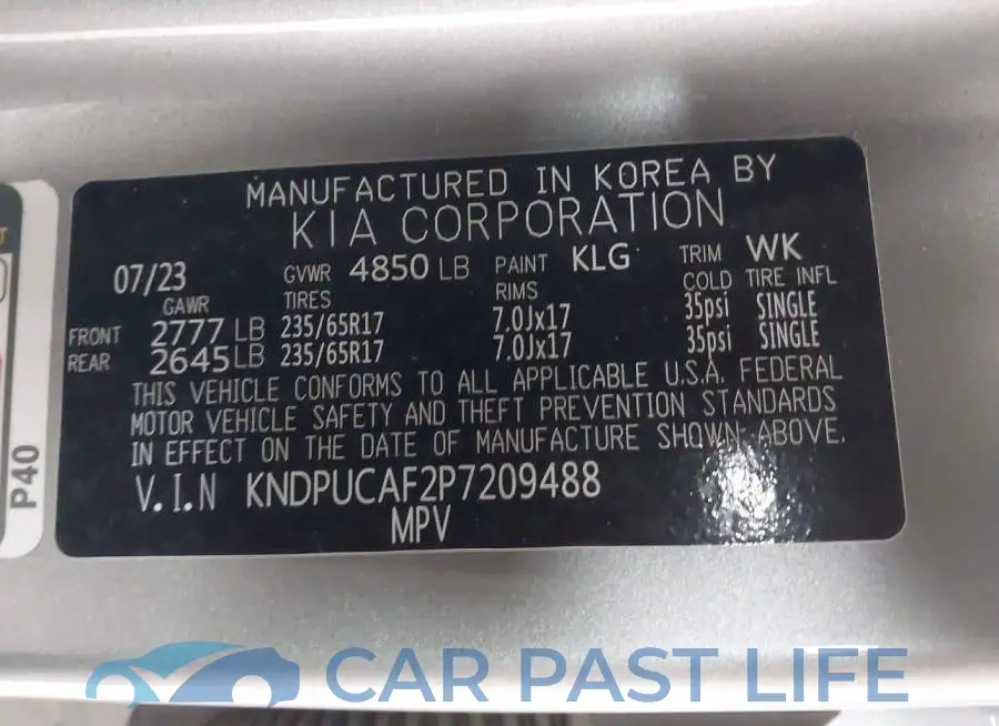 KNDPUCAF2P7209488# 9