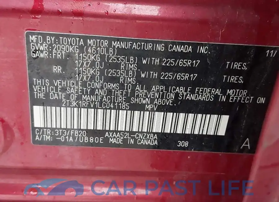 2T3K1RFV1LC041185# 9