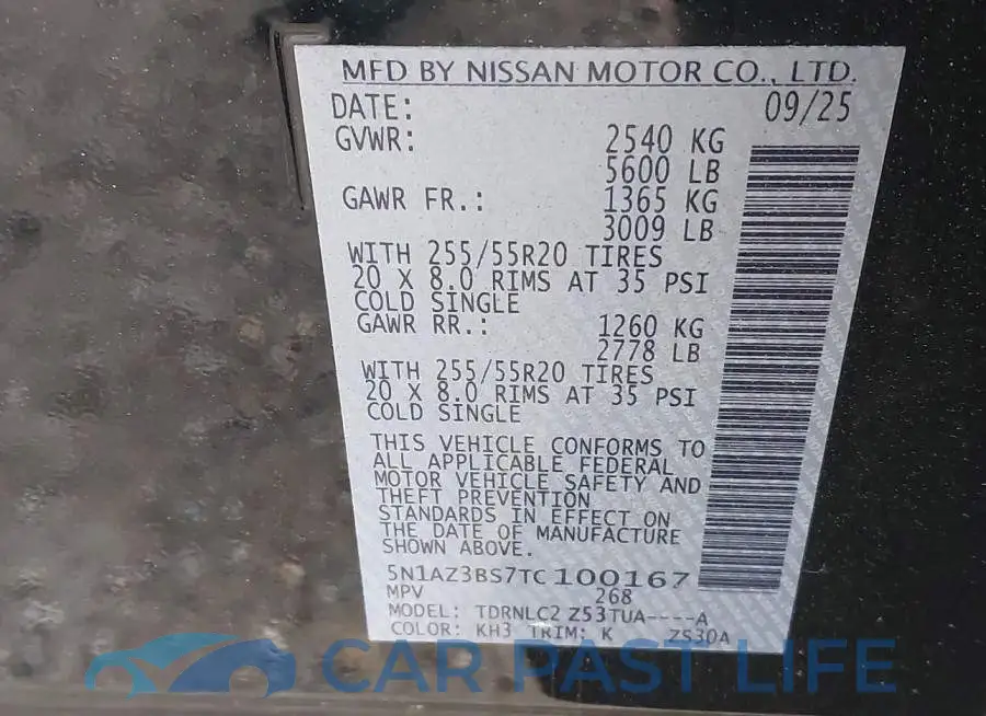 5N1AZ3BS7TC100167# 9