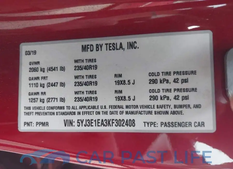 5YJ3E1EA3KF302408# 9
