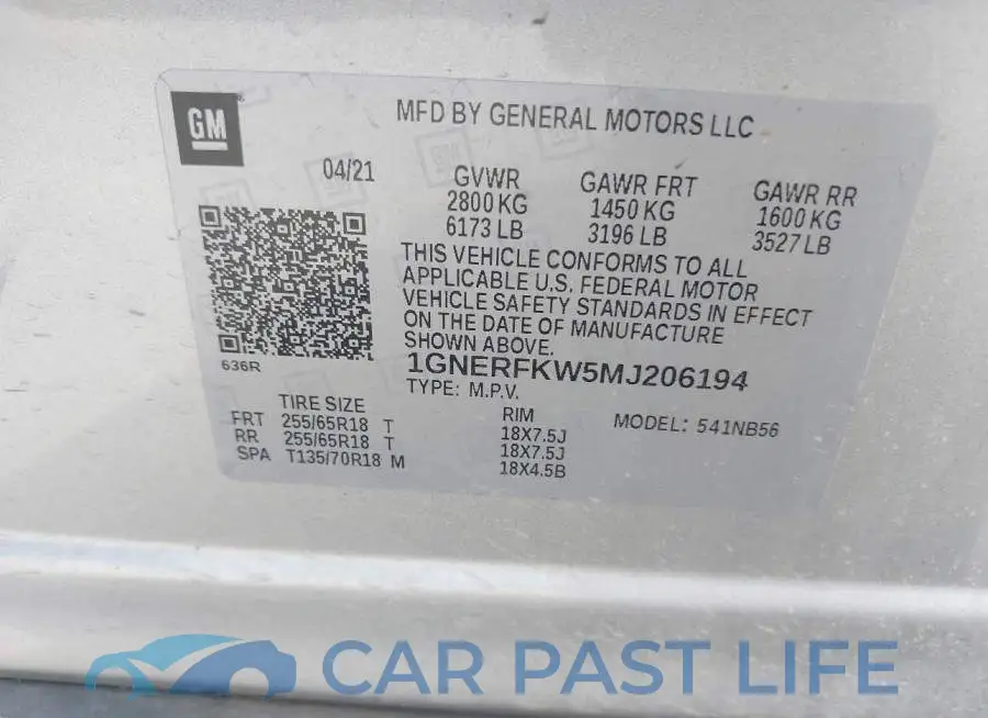 1GNERFKW5MJ206194# 9