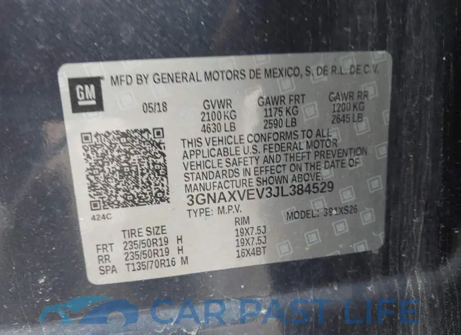 3GNAXVEV3JL384529# 9