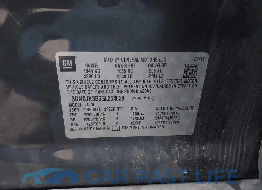 3GNCJKSB5GL254828# 9