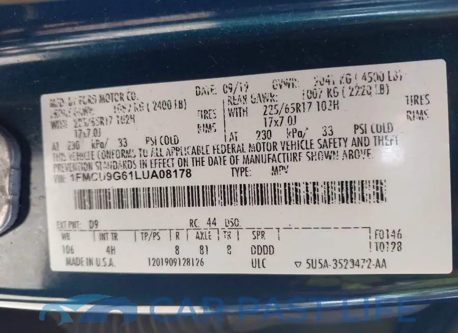 1FMCU9G61LUA08178# 9