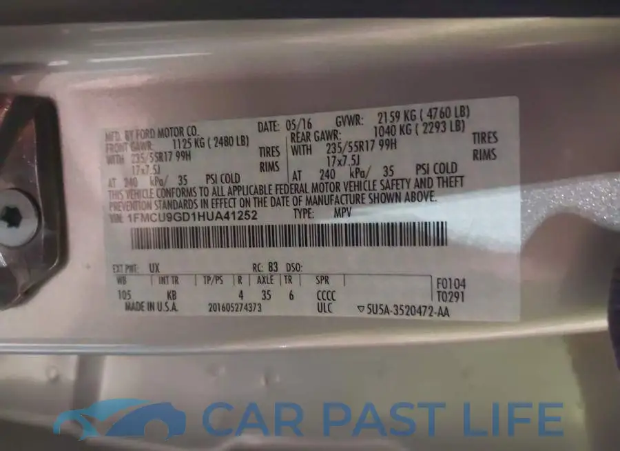 1FMCU9GD1HUA41252# 9