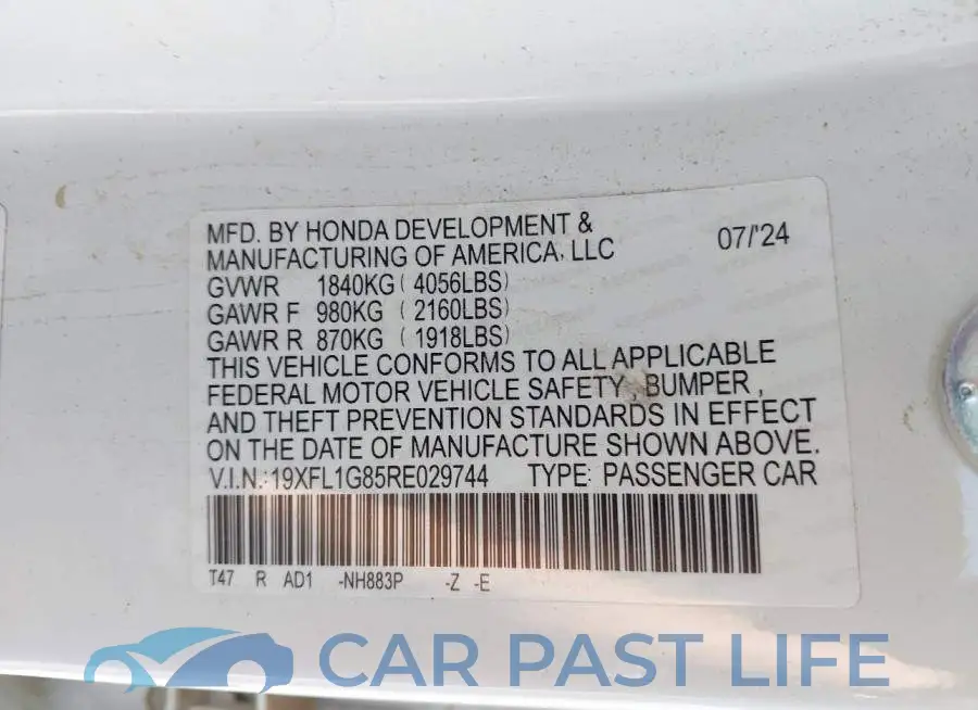 19XFL1G85RE029744# 9