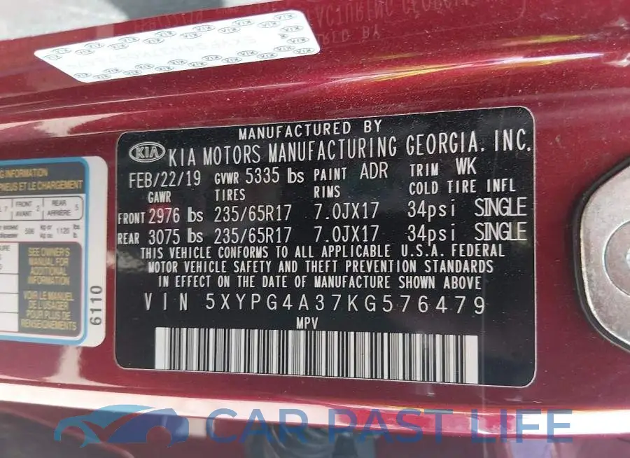 5XYPG4A37KG576479# 9