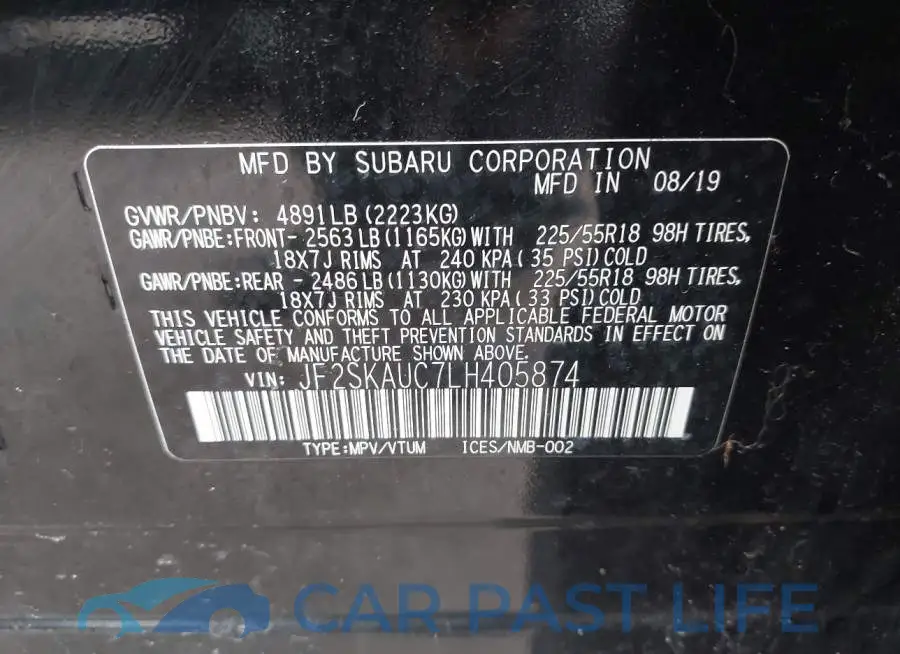 JF2SKAUC7LH405874# 9