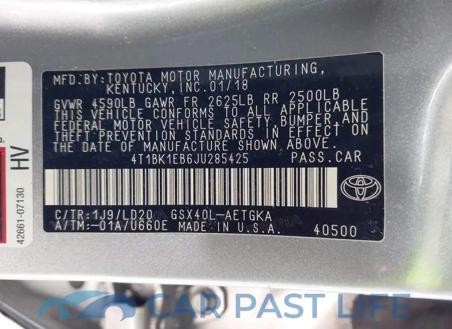 4T1BK1EB6JU285425# 9