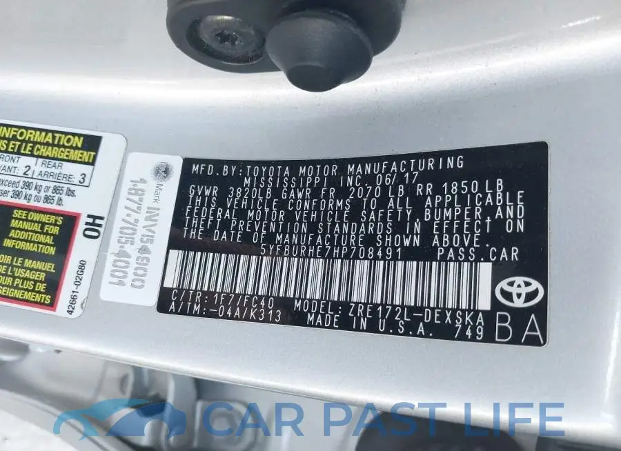 5YFBURHE7HP708491# 9