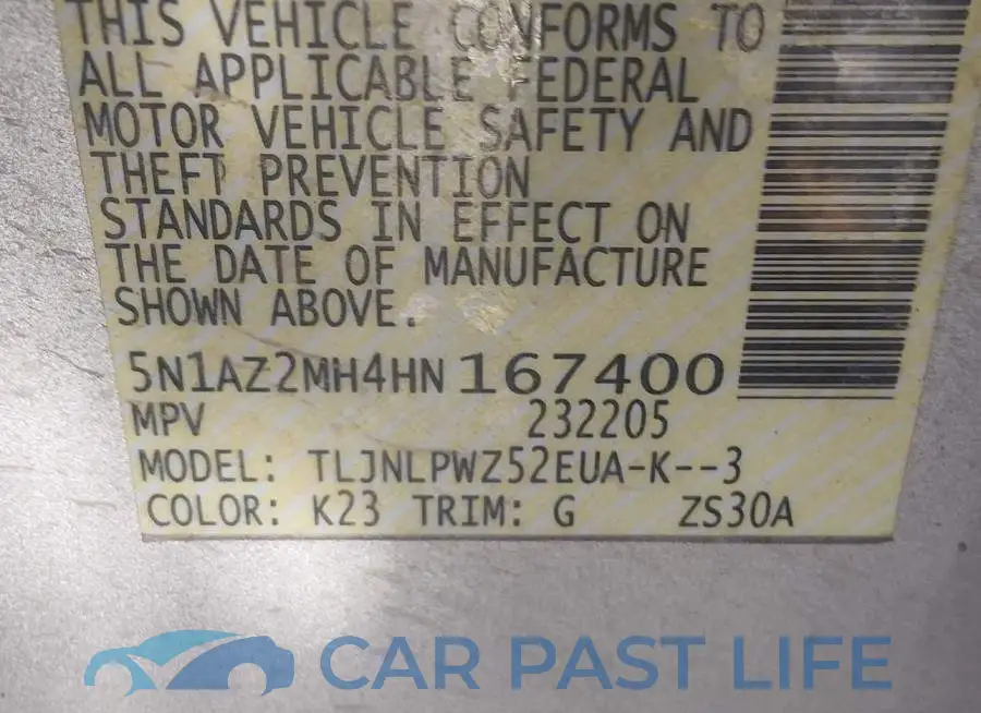 5N1AZ2MH4HN167400# 9