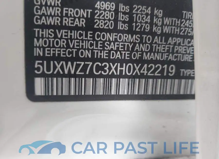 5UXWZ7C3XH0X42219# 9