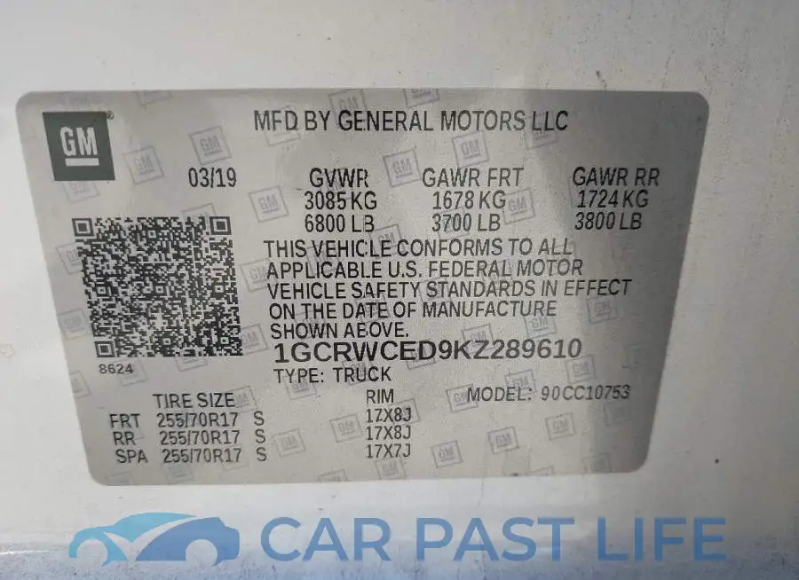 1GCRWCED9KZ289610# 9