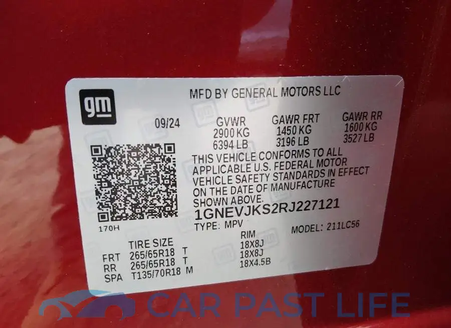 1GNEVJKS2RJ227121# 9