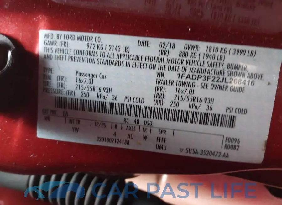 1FADP3F22JL268416# 9