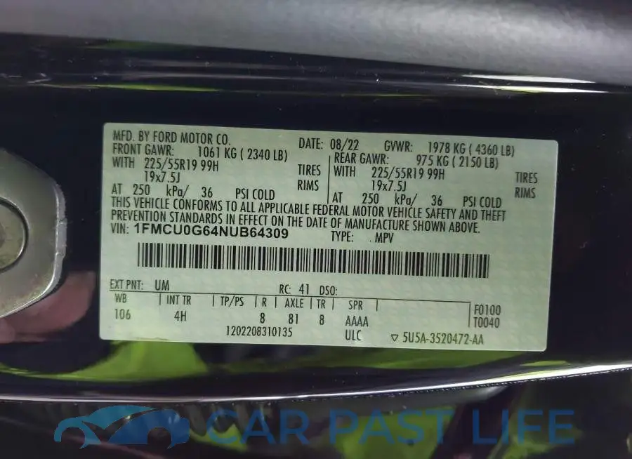 1FMCU0G64NUB64309# 9