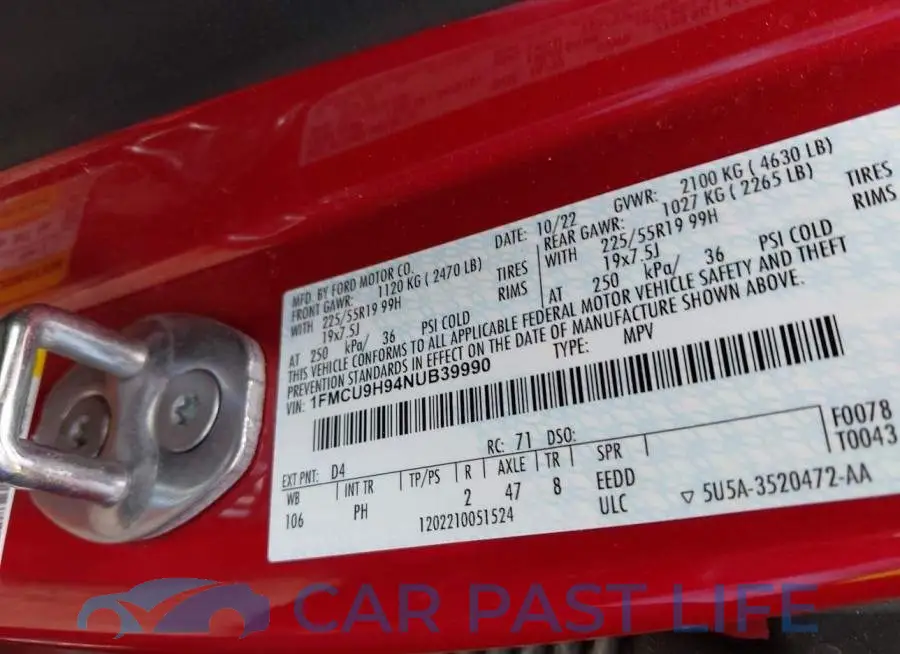 1FMCU9H94NUB39990# 9