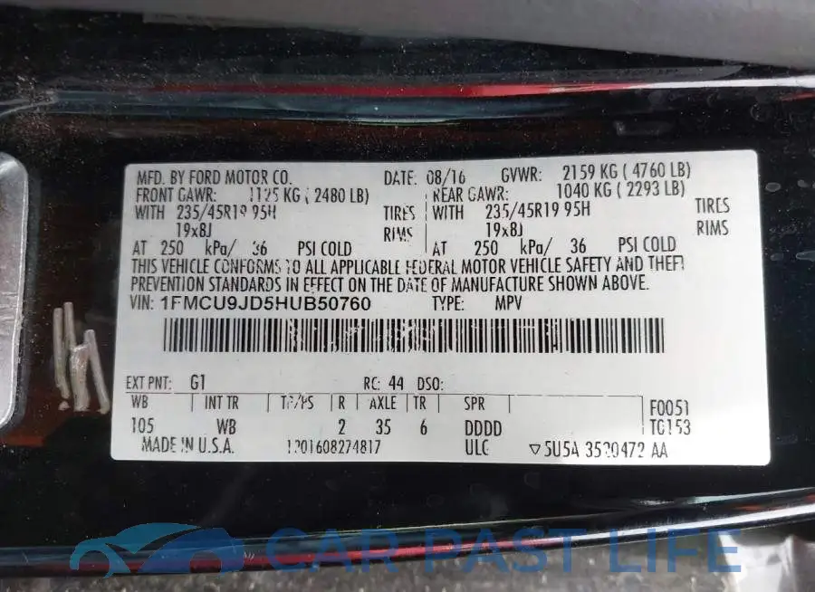 1FMCU9JD5HUB50760# 9