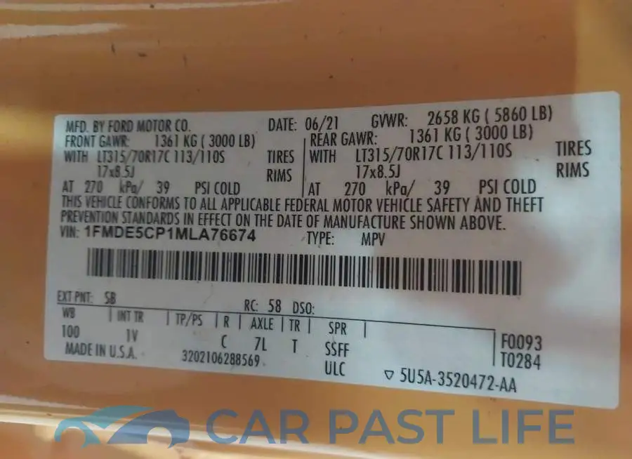 1FMDE5CP1MLA76674# 9