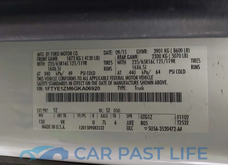 1FTYE1ZM6GKA06920# 9