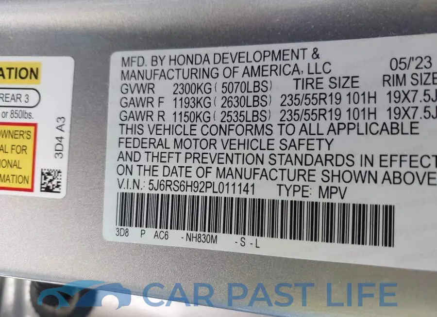 5J6RS6H92PL011141# 9
