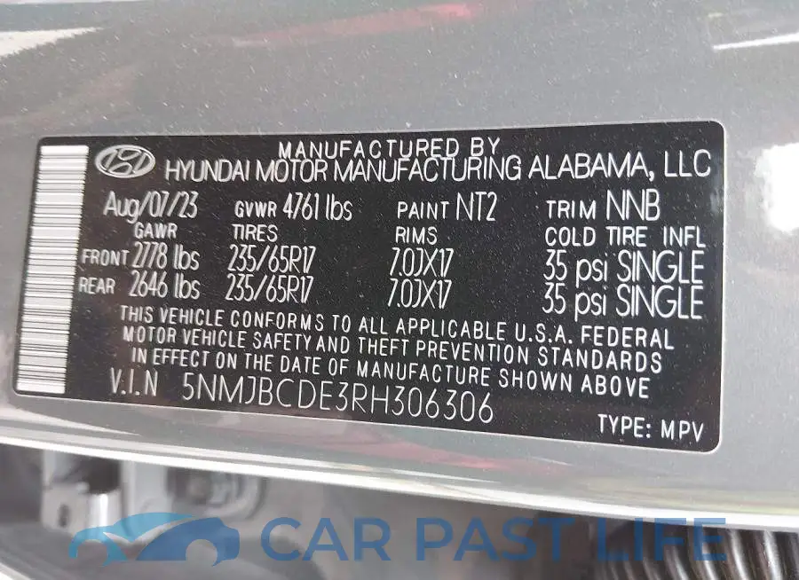 5NMJBCDE3RH306306# 9