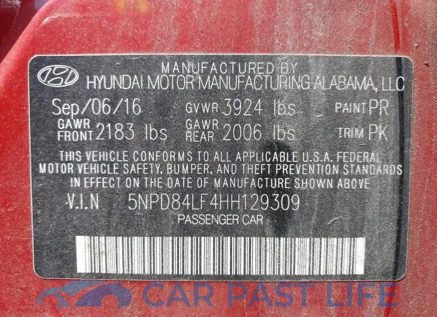 5NPD84LF4HH129309# 9