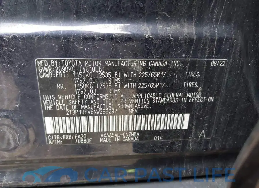 2T3P1RFV6NW296292# 9