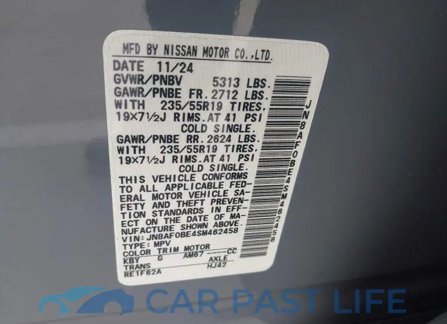 JN8AF0BE4SM462458# 9