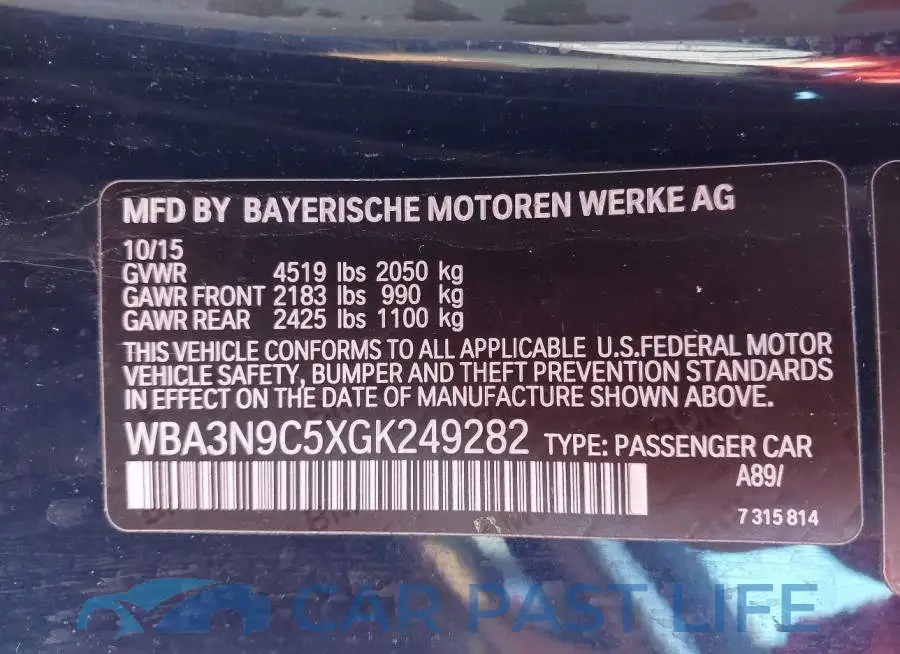 WBA3N9C5XGK249282# 9