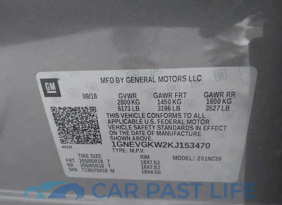 1GNEVGKW2KJ153470# 9