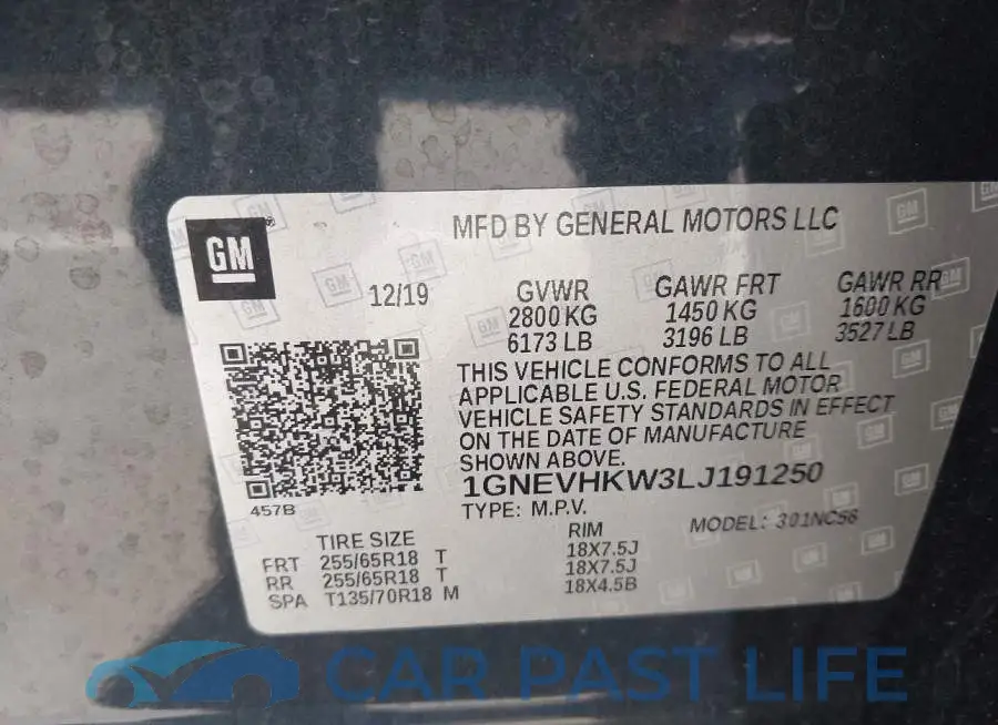 1GNEVHKW3LJ191250# 9