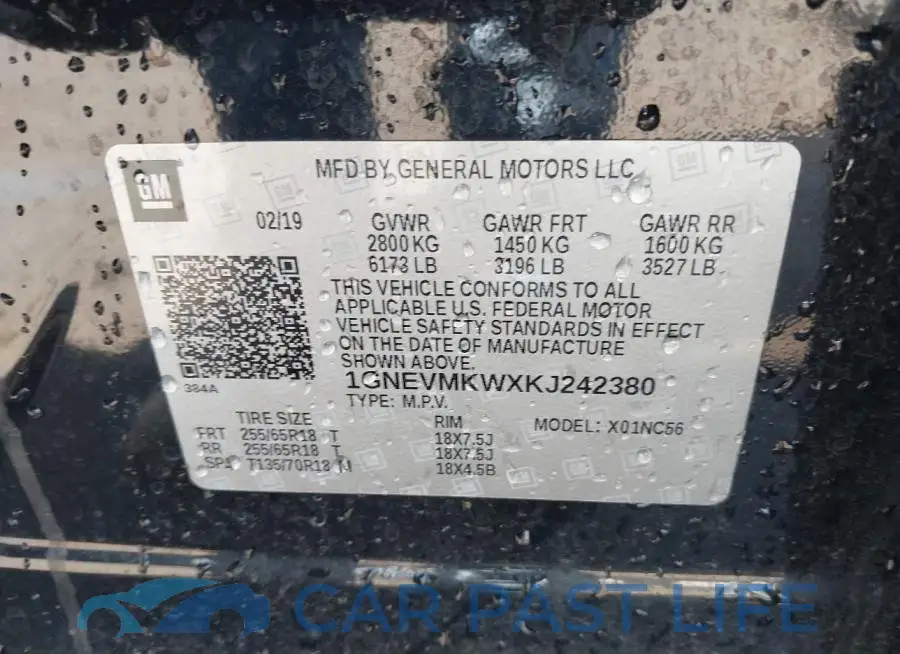 1GNEVMKWXKJ242380# 9