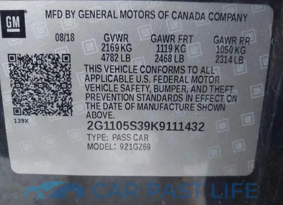 2G1105S39K9111432# 9