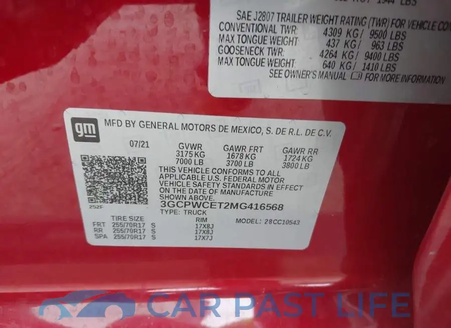 3GCPWCET2MG416568# 9
