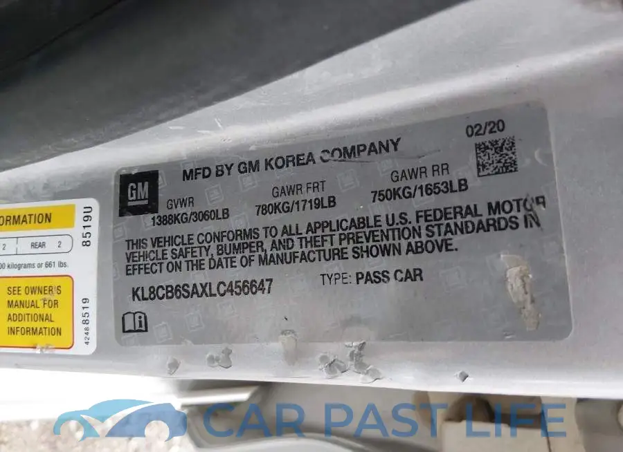KL8CB6SAXLC456647# 9