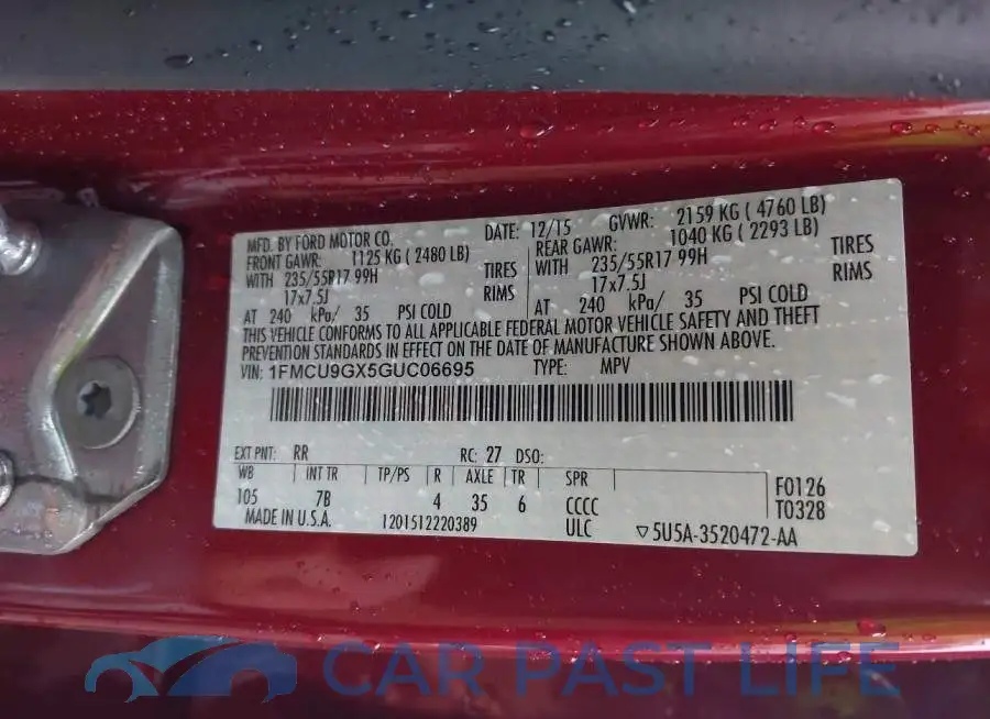 1FMCU9GX5GUC06695# 9