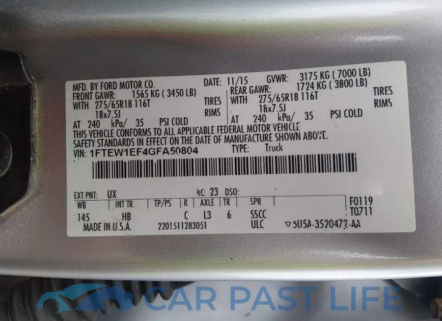 1FTEW1EF4GFA50804# 9