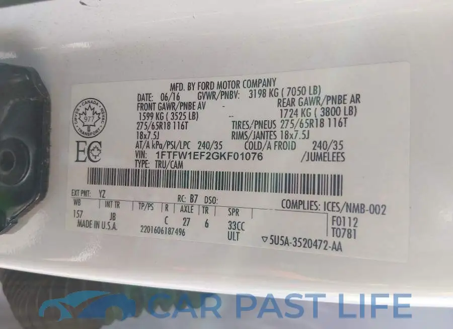 1FTFW1EF2GKF01076# 9