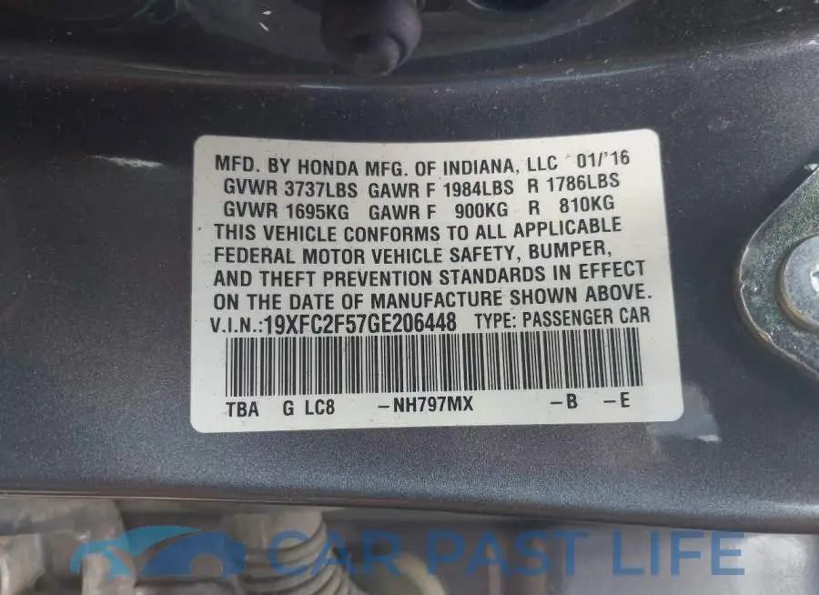 19XFC2F57GE206448# 9