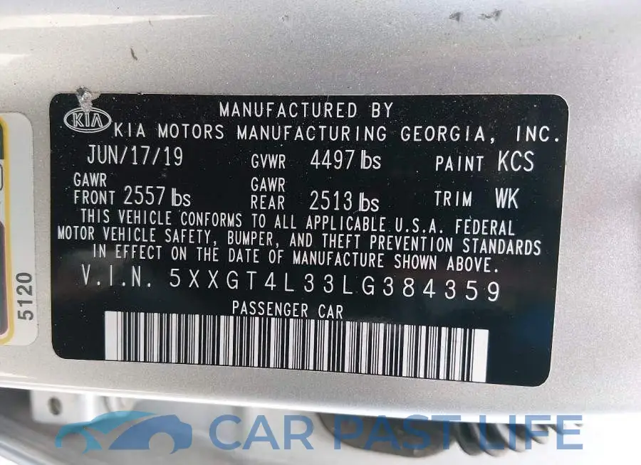 5XXGT4L33LG384359# 9
