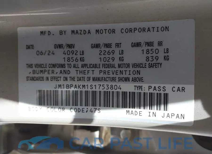 JM1BPAKM1S1753804# 9