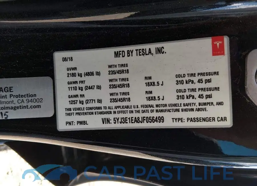 5YJ3E1EA8JF056499# 9